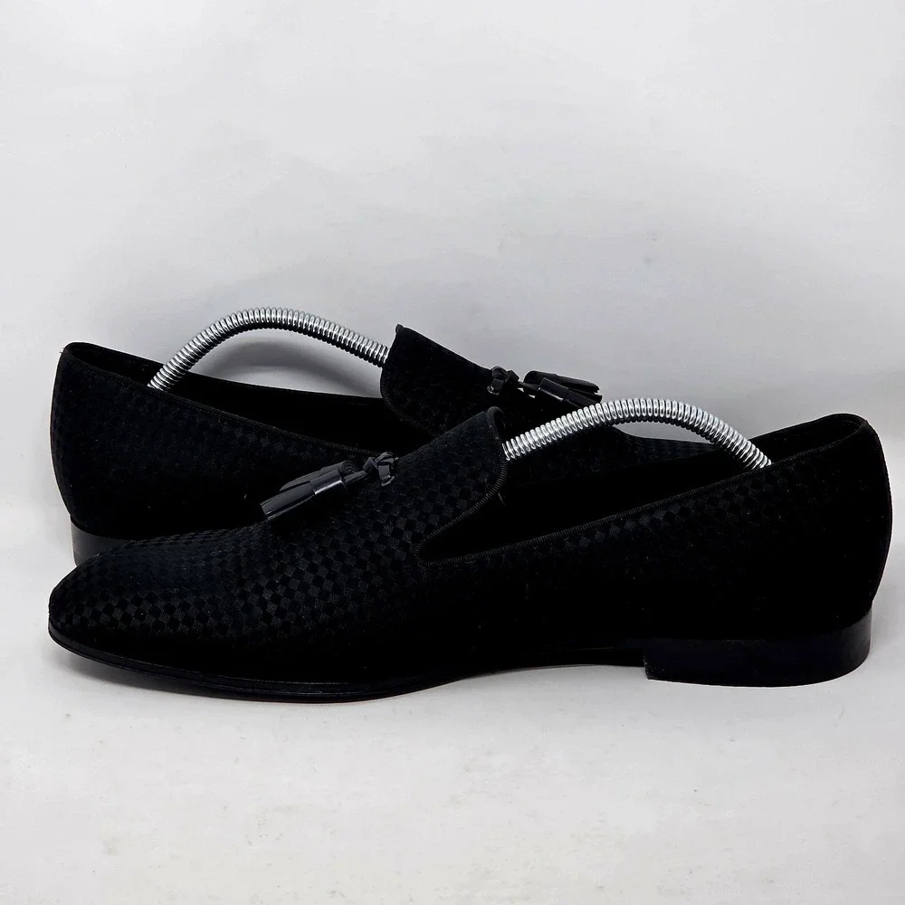 Louis Vuitton Solferino Size 10 M Black Jacquard Loafers w/Tassels